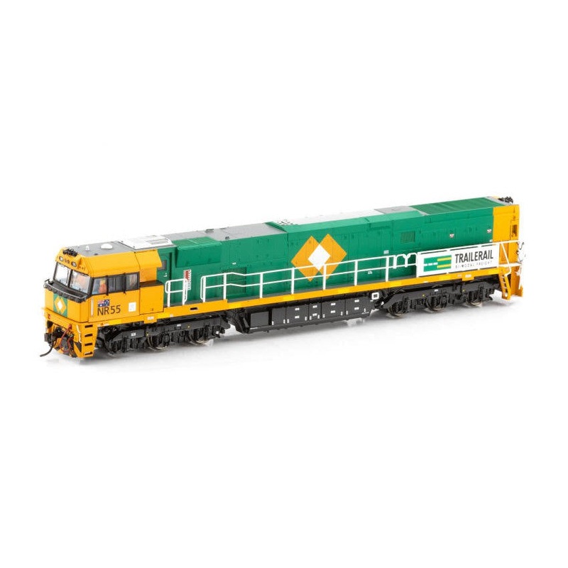 N NR55 Trailerail with Large Side Numbers – Orange/Green – DCC Sound Equipped