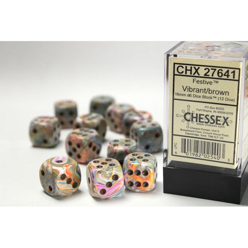 Festive 16mm d6 Vibrant/Brown Block 12