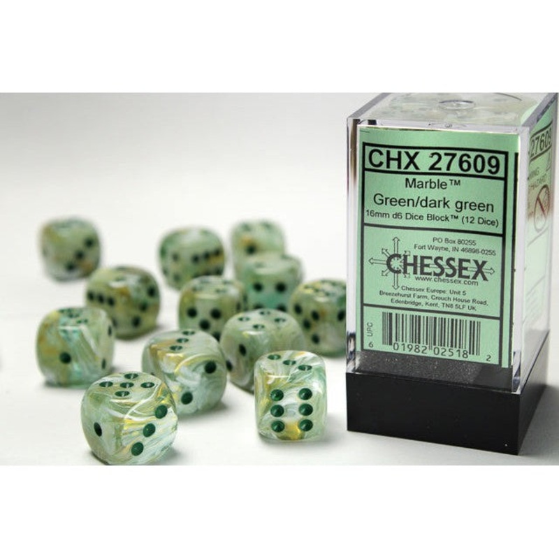 Marble 16mm d6 Green/Dark Green Block 12