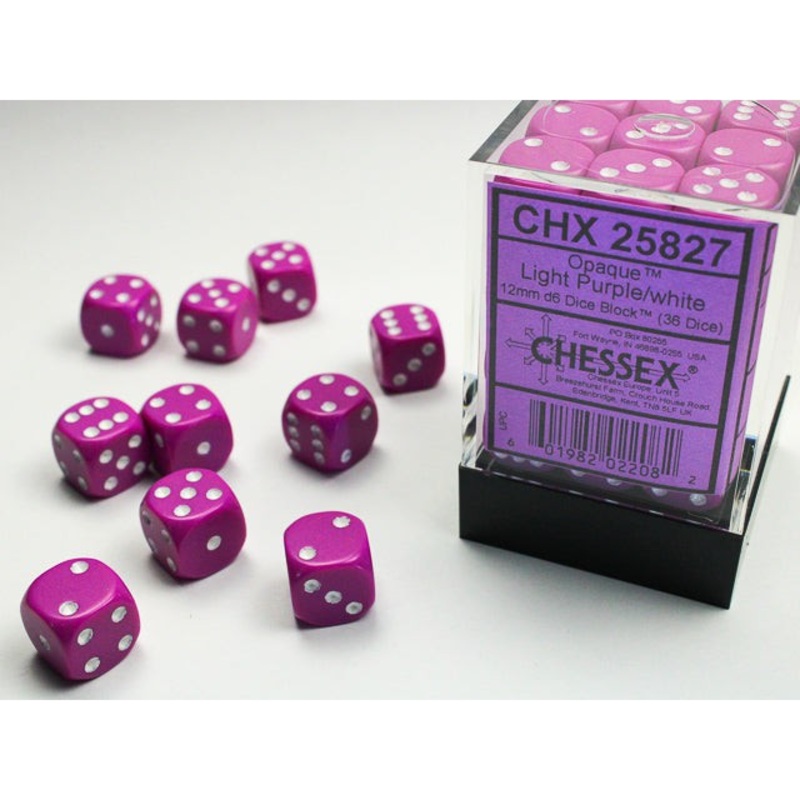 Opaque 12mm d6 Light Purple/White Block 36