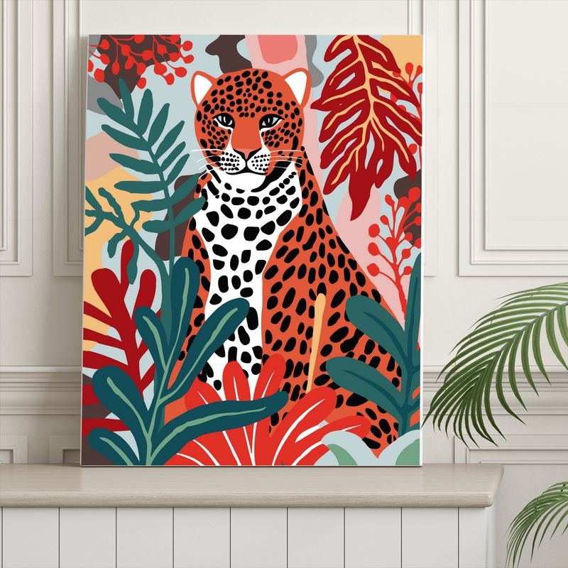 Paint by Numbers Kit: Leopard in the Jungle: Matisse-Style