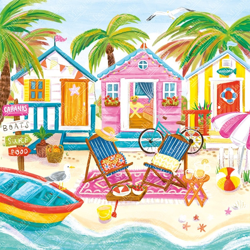 1023pc Beach Huts Olivia Gibbs Special Edition Jigsaw Puzzle