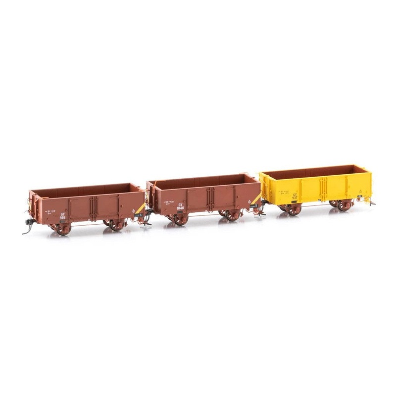 HO GY Pack M 7” Red(2)/Yellow 3-Car Pack
