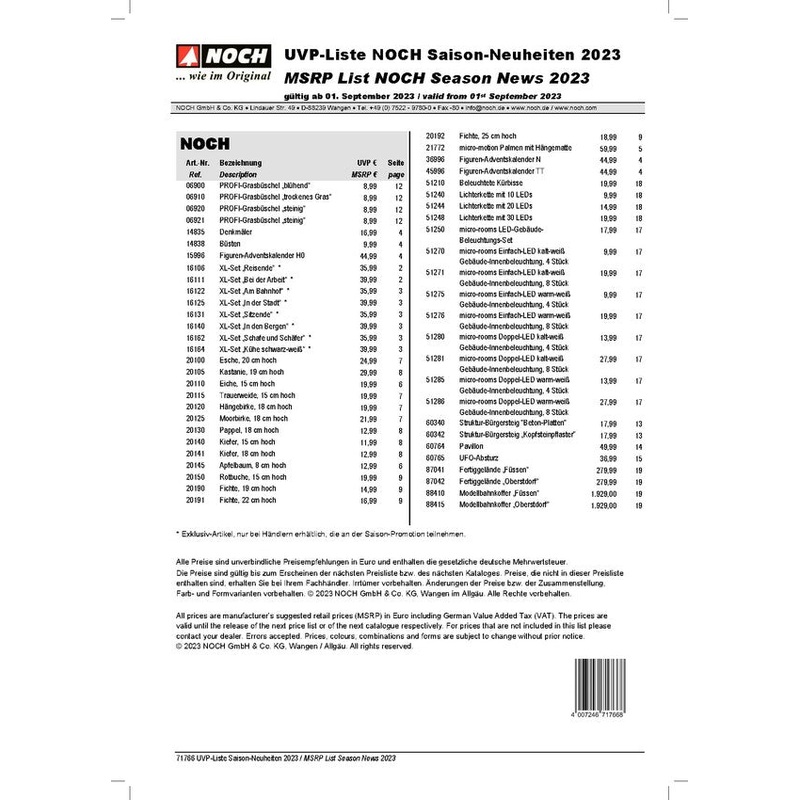 MSRP List for Season News Leaflet 2023