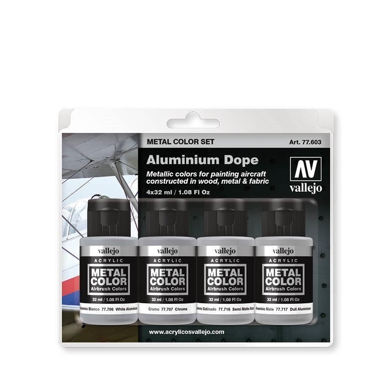 77603 Metal Colour Aluminium Dope 4 Colour Acrylic Paint Set