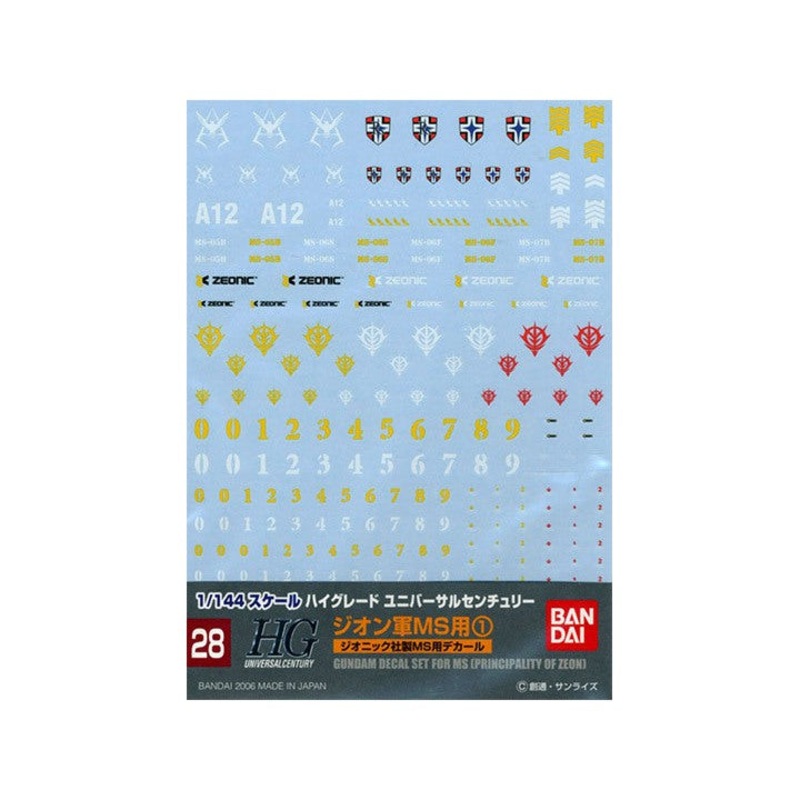 GUNDAM DECAL 28 HGUC MULTIUSE  ZEON MS 1