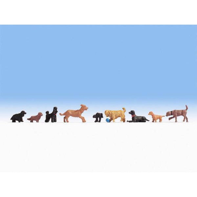 HO Dogs (4 Black, 5 Brown Dogs)
