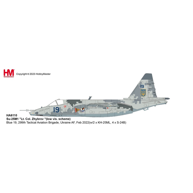 1/72 Su-25M1 “Lt. Col. Zhybrov” Blue 19 299th Tactical Aviation Brigade Ukraine AF Feb 2022