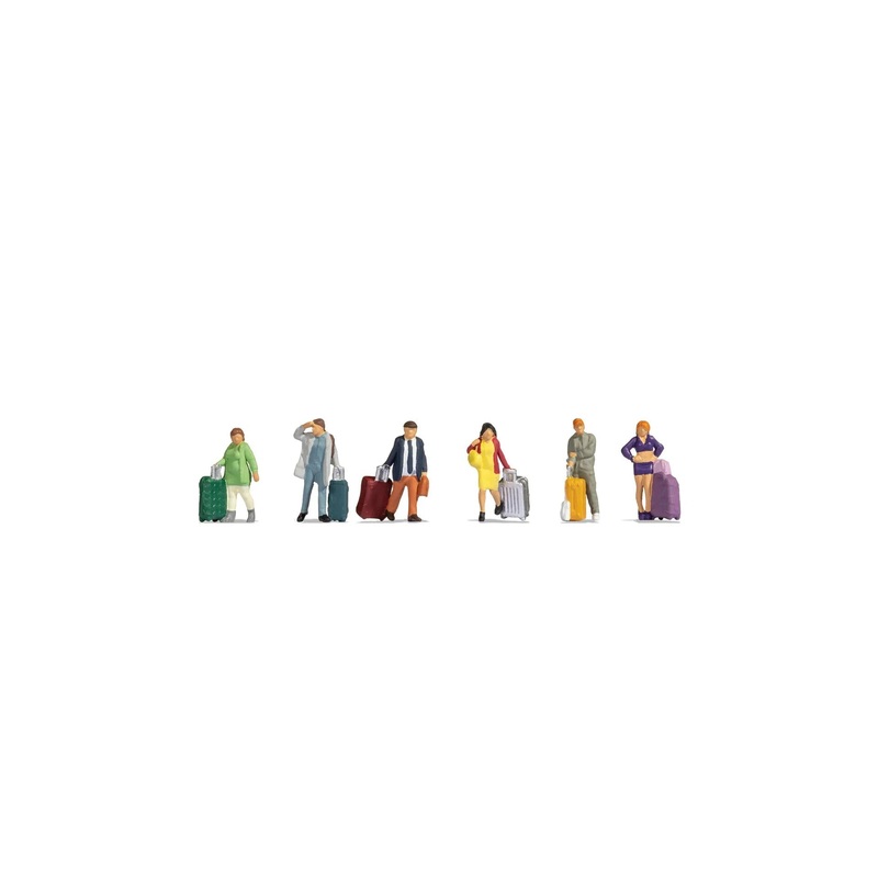 HO Passengers (6 Figures with Large Suitcases)