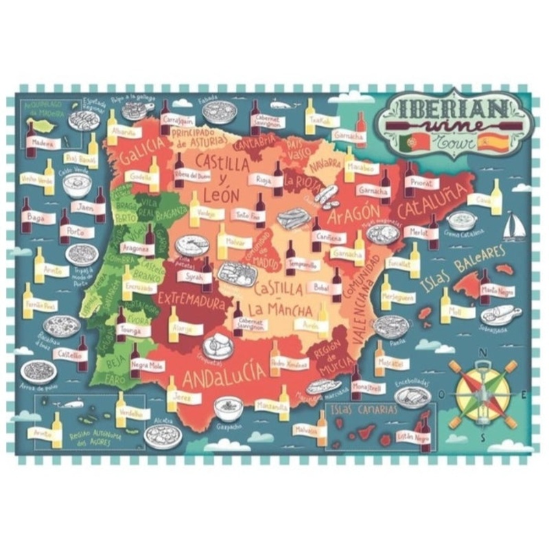 1000pc Map of Iberia – Wines Puzzle