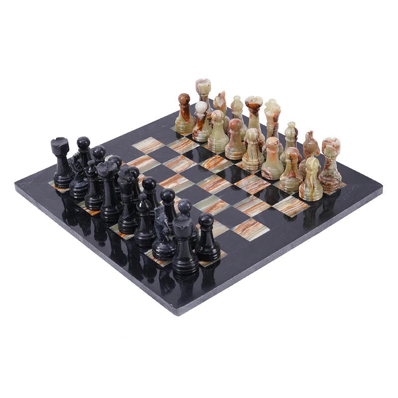 38cm Chess Set with Storage Box – Black & Green