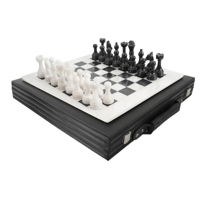 38cm Chess Set with Storage Box – White & Black