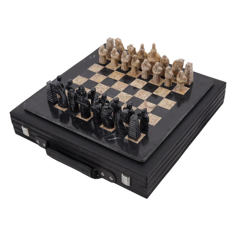 38cm Special Edition Chess Set – Black & Coral
