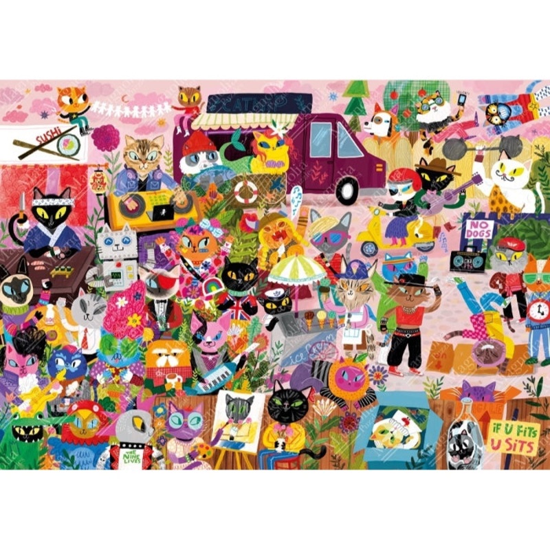 1000pc Cat Crowd Lauren Lowen Special Edition Jigsaw Puzzle