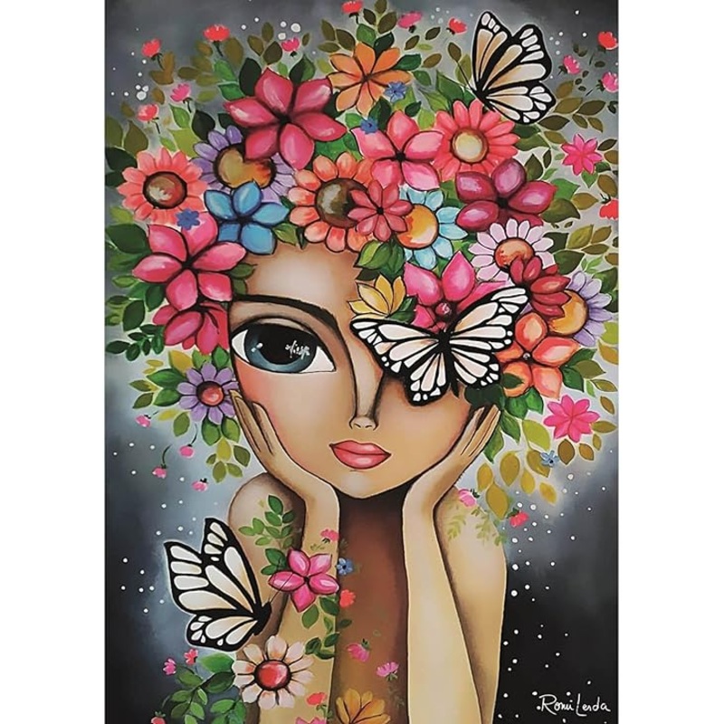 1000pc Lady with Flowers Romi Lerda Special Edition Jigsaw Puzzle