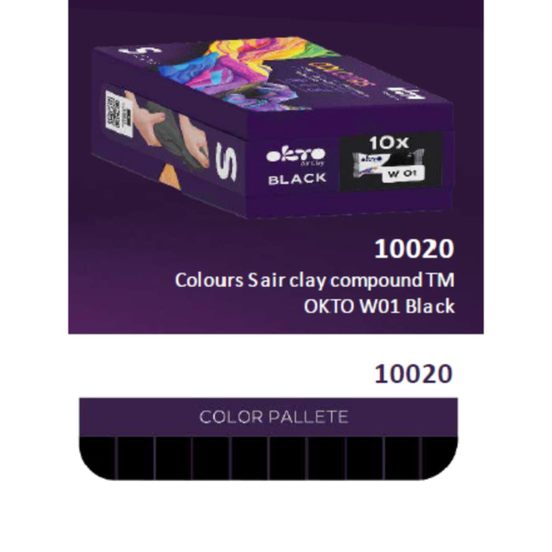 10pcs Sensory Art Air Clay Colours S – W01 Black