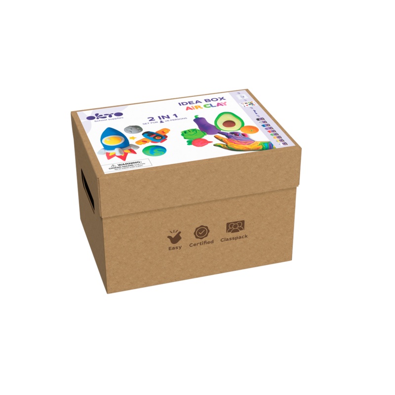 Air Clay Idea Box: Galaxy and Fruits 2in1 Sculpting Set for 6 Kids