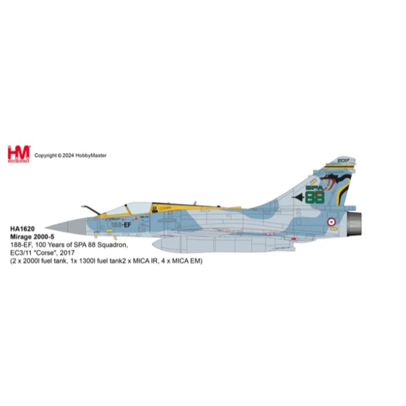 1/72 Mirage 2000-5 188-EF 100 Years Of Spa 88 Squadron EC3/11 “Corse” 2017