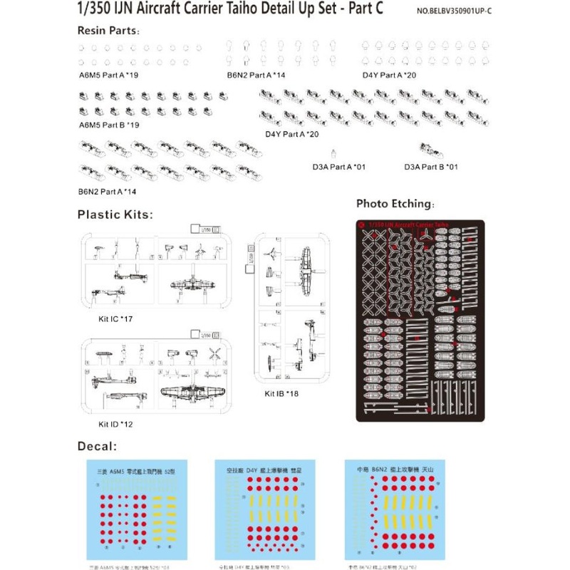 1/350 IJN Aircraft Carrier Taiho Detail Up Set – Part C