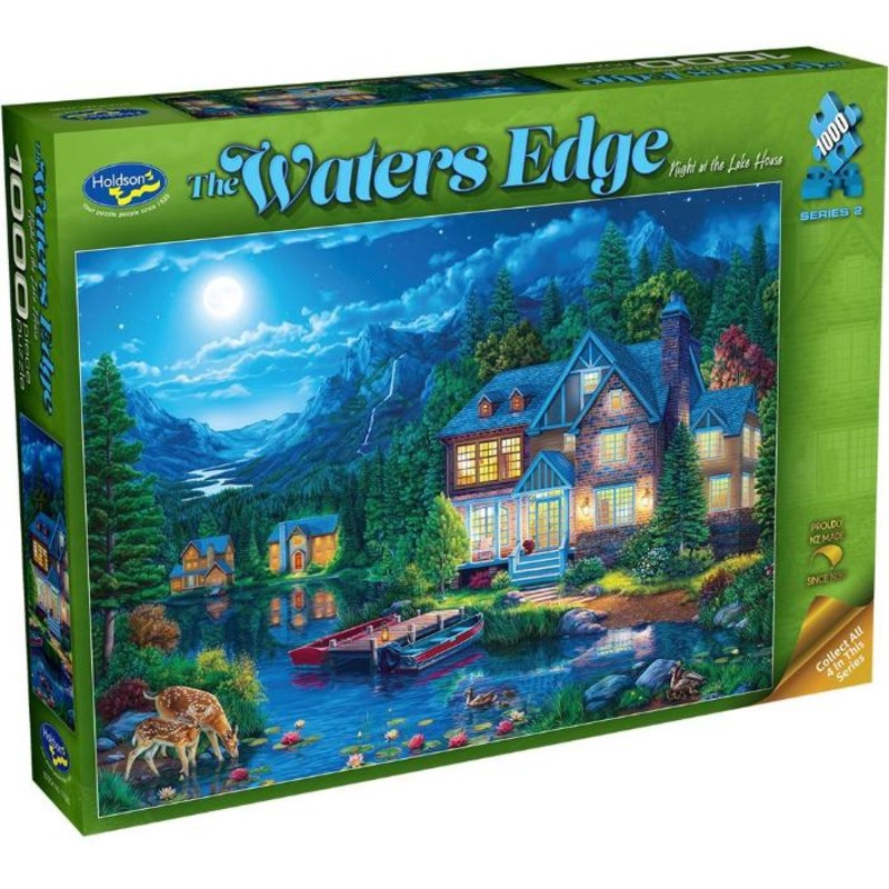 1000pc The Waters Edge 2 Night at the Lake House Jigsaw Puzzle