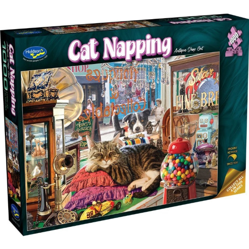 1000pc Cat Napping Antique Shop Cat Jigsaw Puzzle