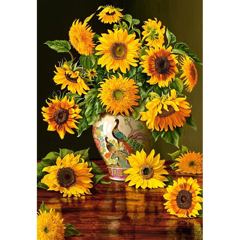 1000pc Sunflowers In A Peacock Vase Puzzle