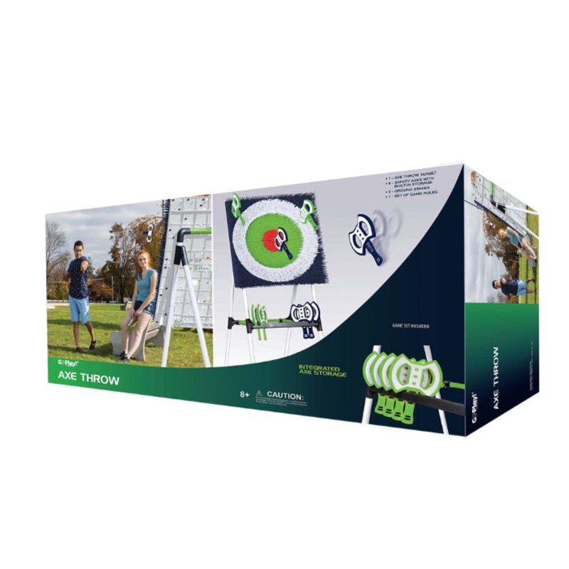 Go Play! Premium Axe Throw Metal frame with 8x Safety Axes