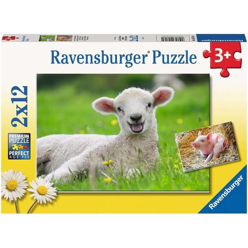 2x12pc Farm Animals Babies Jigsaw Puzzle