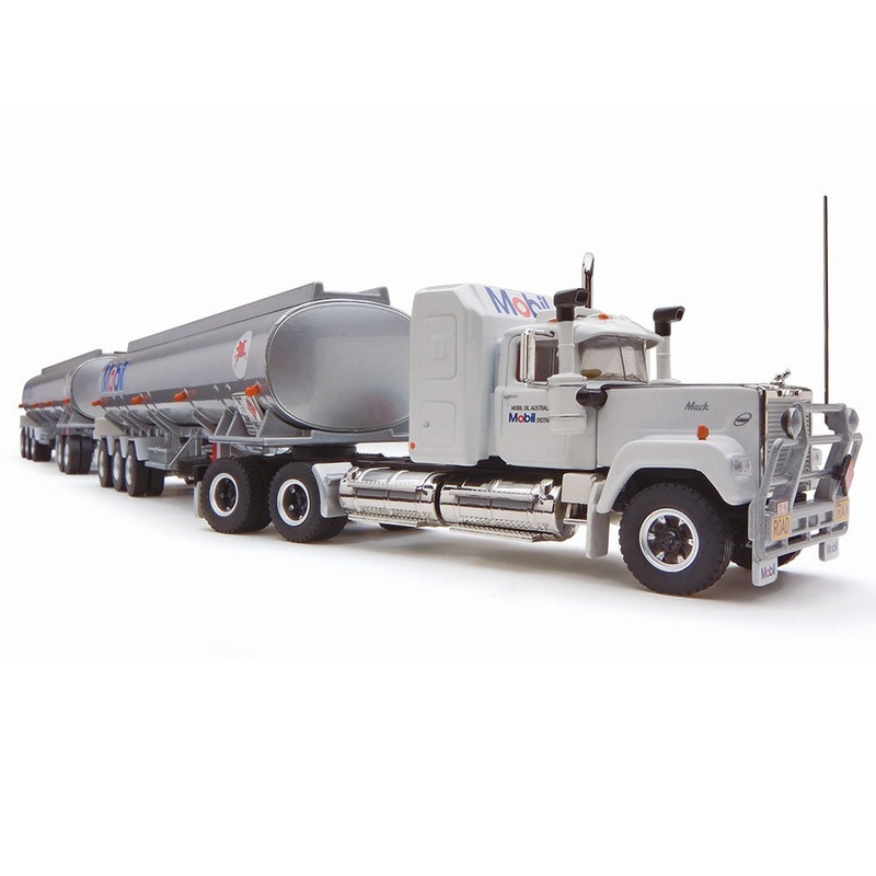 1/64 Tanker Road Train Mobil Features Prime Mover Dolly & 2X Tanker Trailers