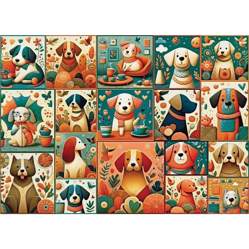 1000pc Turquoise Peach Pup Puzzle