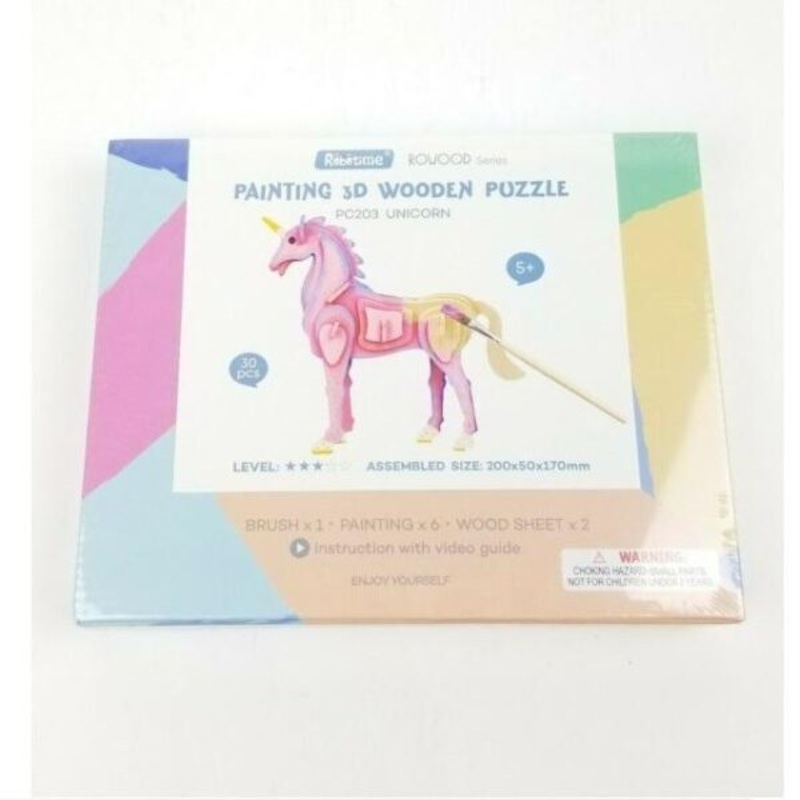 Painting 3D Wooden Unicorn