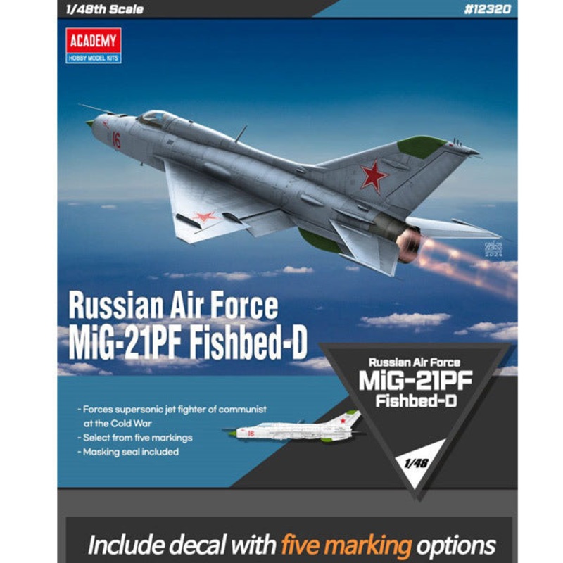 1/48 Russian Air Force MiG-21PF Fishbed-D Plastic Model Kit