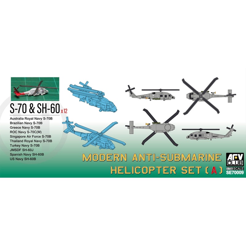 1/700 Modern Anti-Submarine Helicopter Set 1 (SH-60B & S-70C(M)) Plastic Model Kit