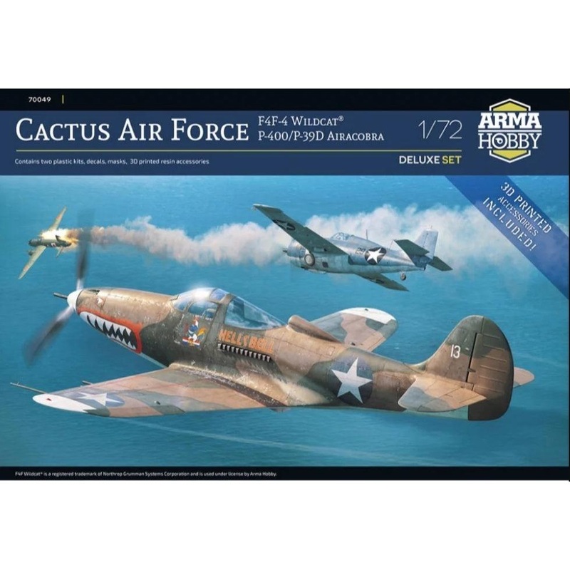 1/72 Cactus Air Force F4F-4 Wildcat and P-400/P-39D Airacobra over Guadalcanal Plastic Model Kit