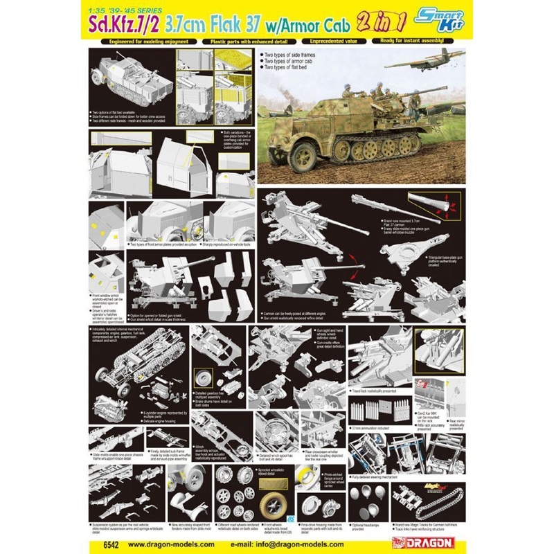 1/35 Sd.Kfz.7/2 3.7cm Flak 37 with Armor Cab Plastic Model Kit