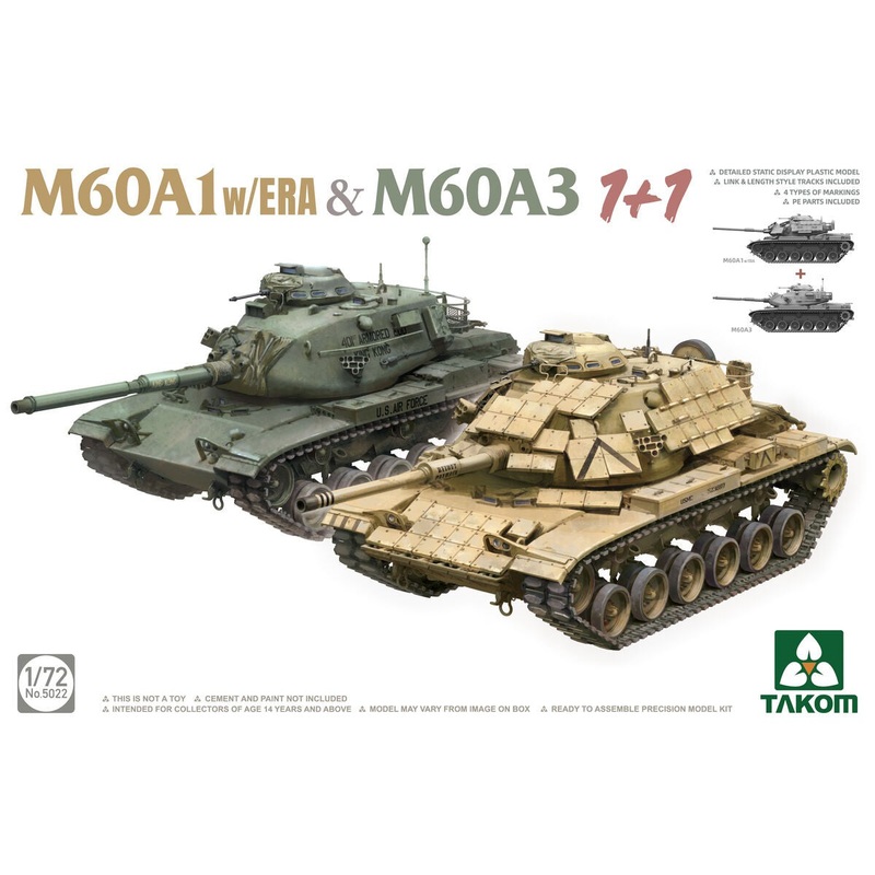 1/72 M60A1 with ERA & M60A3 1+1 Plastic Model Kit