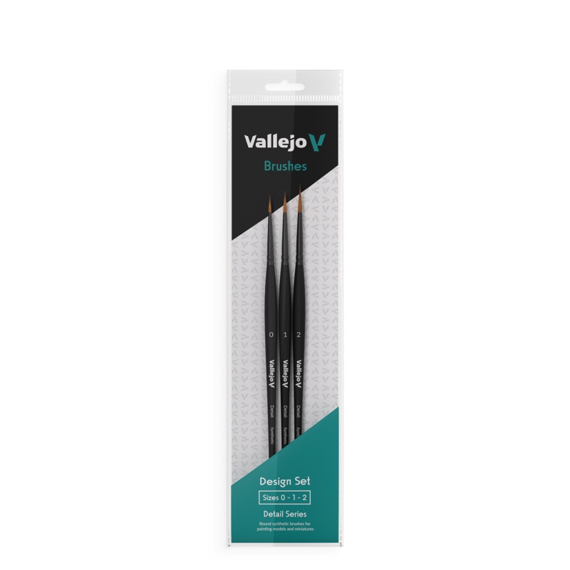 Hobby Brushes: Detail Design Set – Synthetic fibers (Sizes 0 1 & 2)