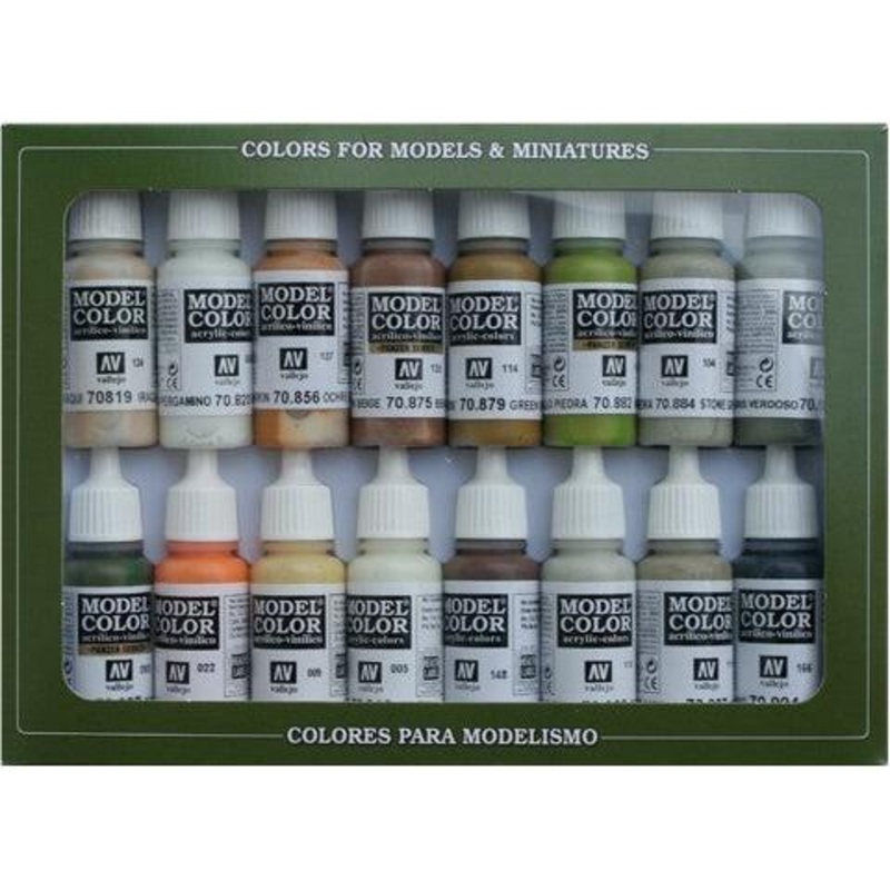 Model Colour: Earth Tones (16 Colours) Acrylic Paint Set
