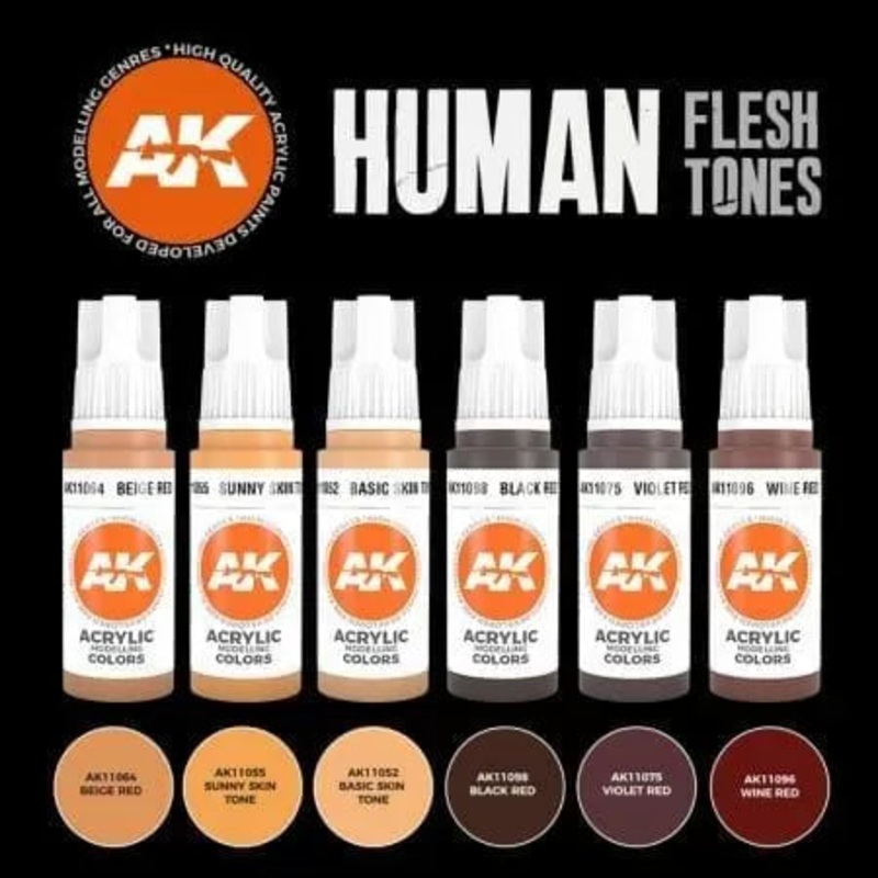 Human Flesh Tones Acrylic Paint Set 3rd Generation