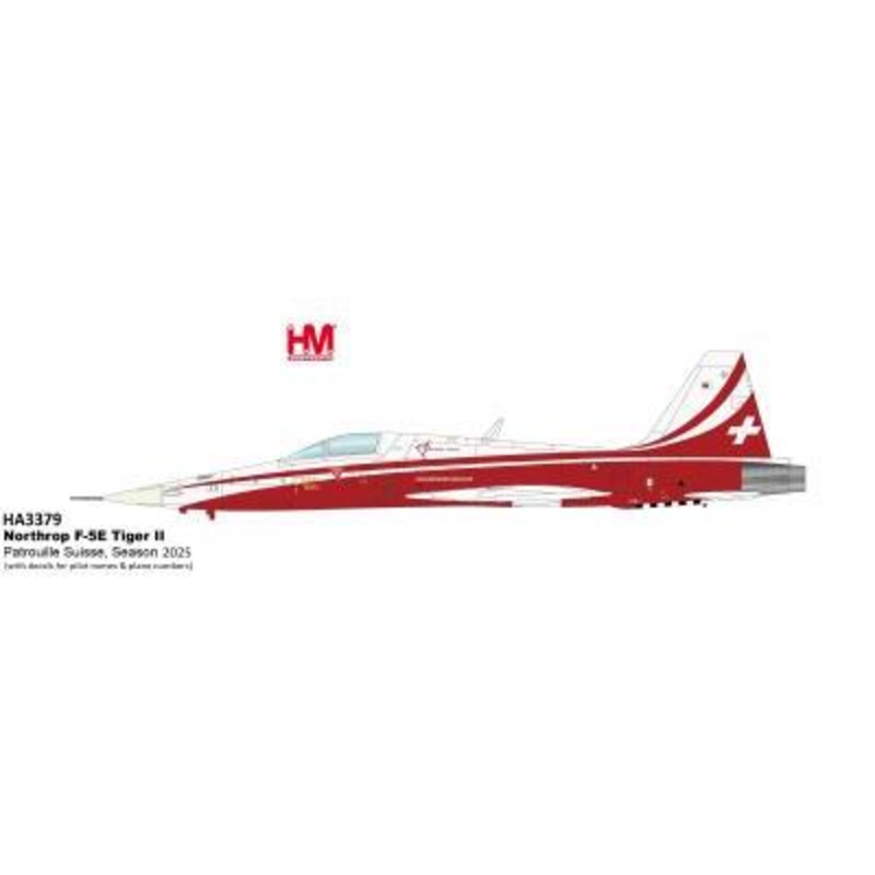 1/72 F-5E “Patrouille Suisse 2025” (with Decals For Pilot Names & Plane Numbers)