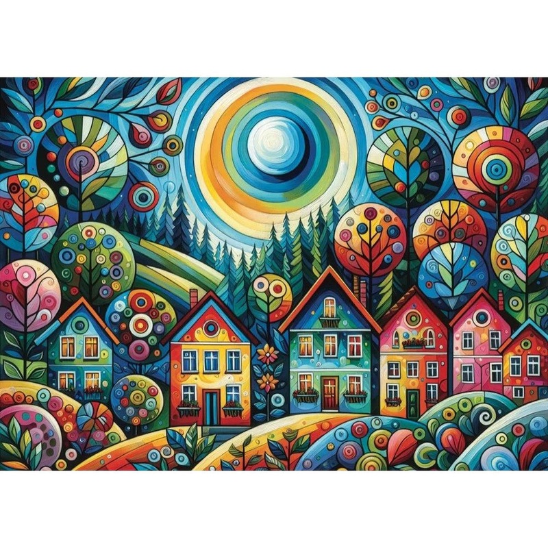 1000pc Lovely Colorful Village Jigsaw Puzzle