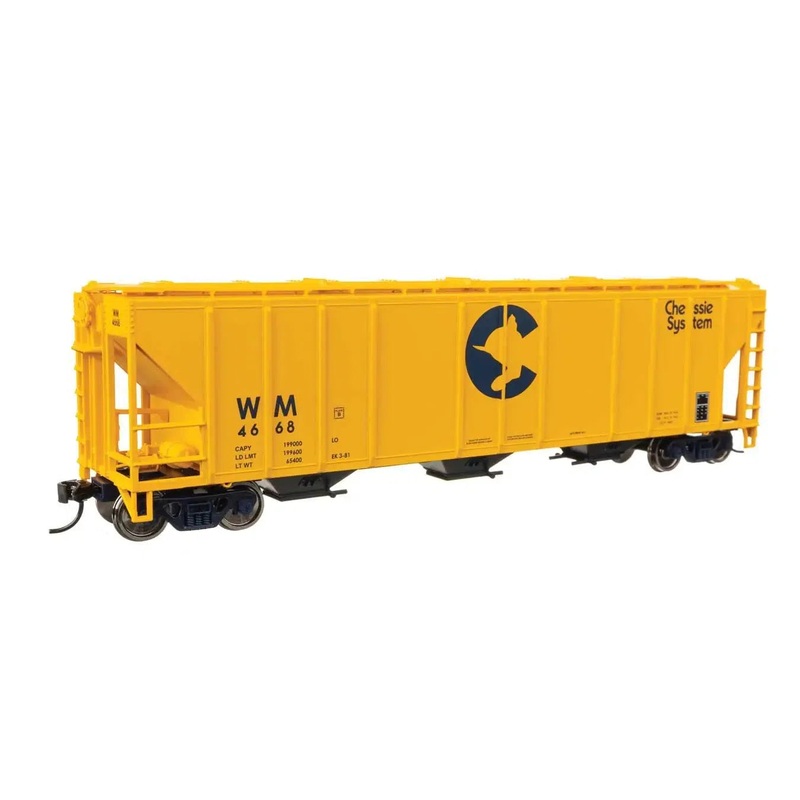 HO 50′ Pullman-Standard PS2-CD 4427 3-Bay Covered Hopper – Ready to Run- Western Maryland #4668