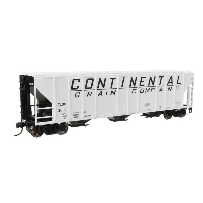 HO 50′ Pullman-Standard PS2CD 4427 3Bay Covered Hopper Ready to Run Continental Grain Co TLDX #2615