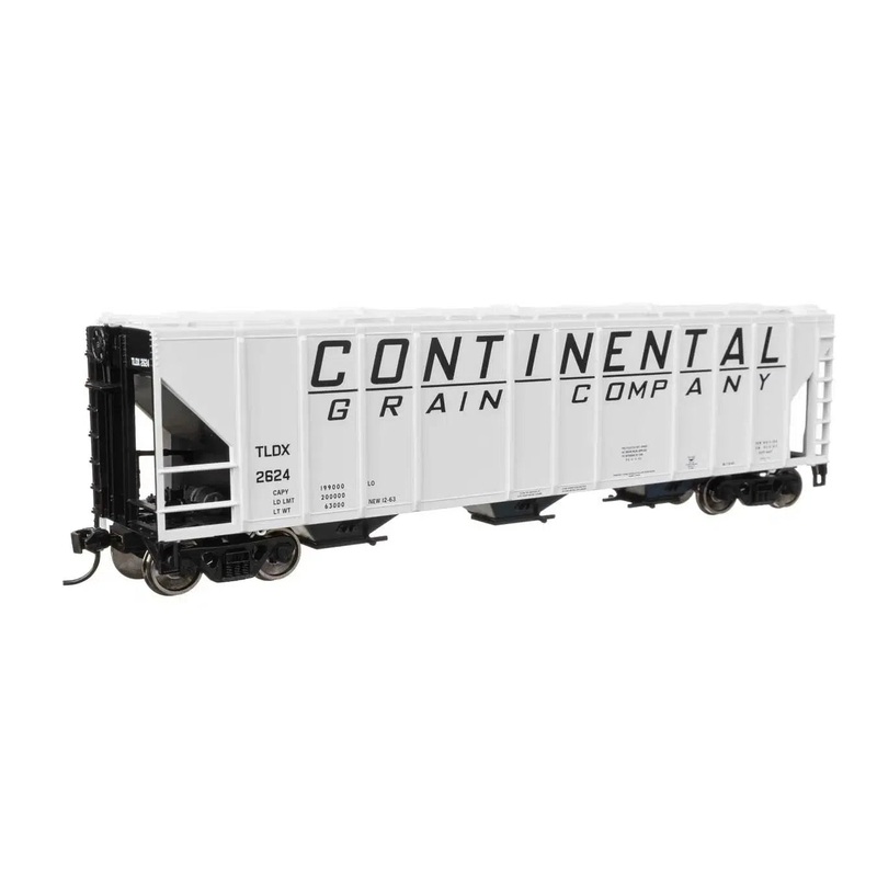 HO 50′ Pullman-Standard PS2CD 4427 3Bay Covered Hopper Ready to Run Continental Grain Co TLDX #2624
