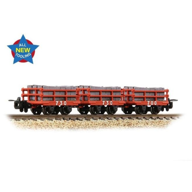 OO9 Dinorwic Slate Wagons with Sides 3-Pack Red [WL]