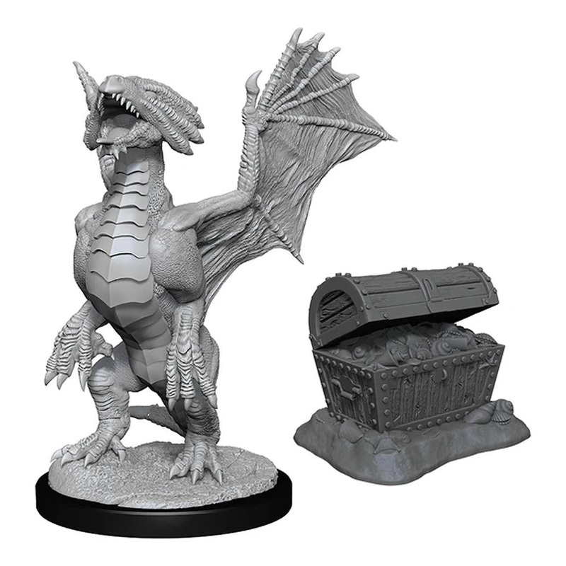 D&D Nolzurs Marvelous Unpainted Miniatures: Bronze Dragon Wyrmling and Pile of Sea Found Treasure