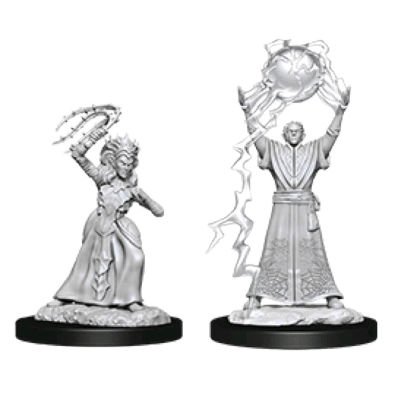 D&D Nolzurs Marvelous Unpainted Miniatures: Drow Mage and Drow Priestess