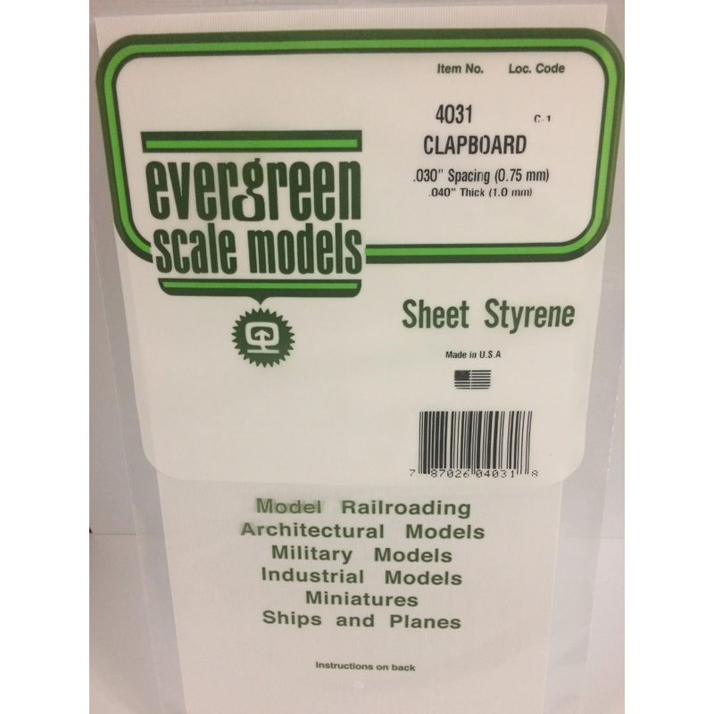 14031 White Polystyrene Clapboard Sheet 0.030 x 12 x 24 / 0.76mm x 30cm x 61cm (1)