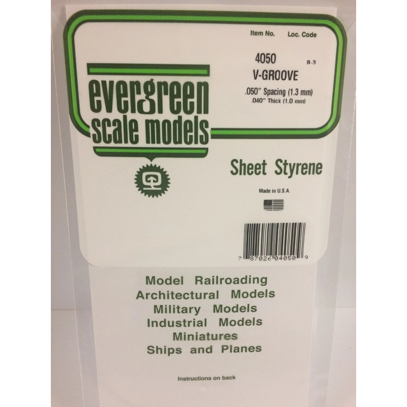 14050 White Polystyrene V-Groove Sheet 0.050 x 12 x 24″ / 1.3mm x 30cm x 61cm (1)