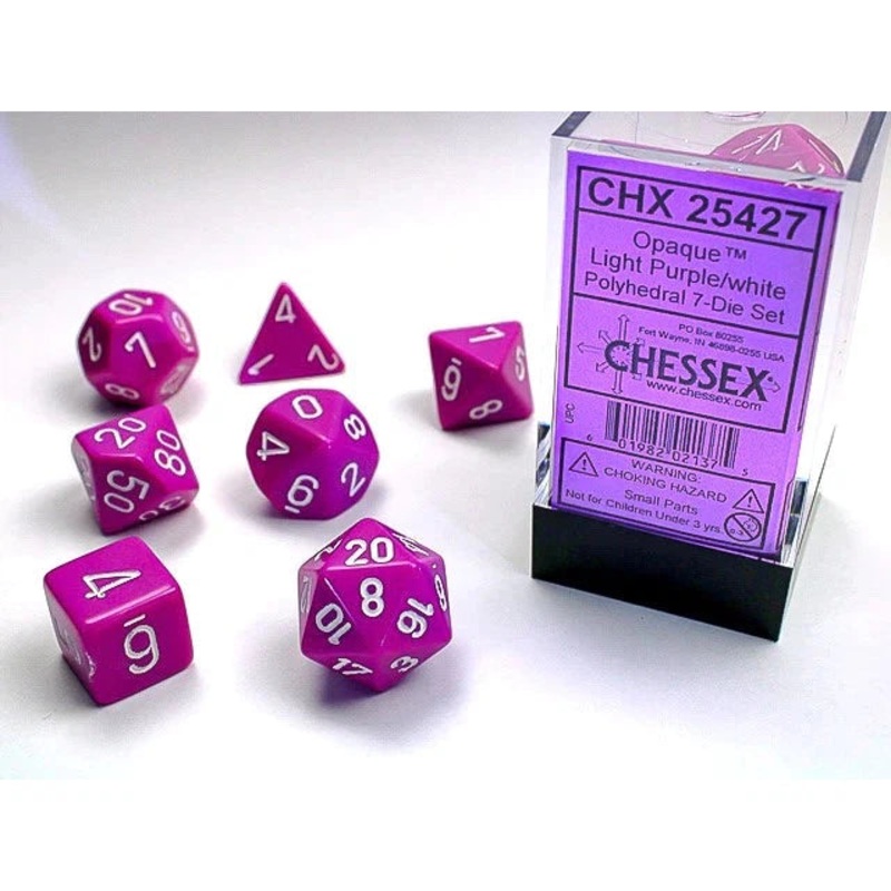 Opaque Polyhedral Light Purple/White 7-Die Set